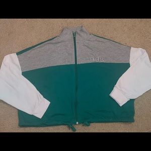 Cropped zip up sweater